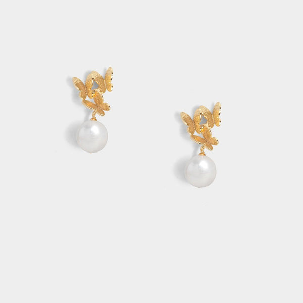 Diana Butterfly Pearl Earrings