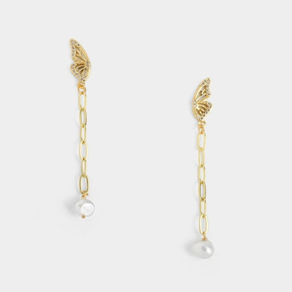 Monarch Chain Pearl Earrings