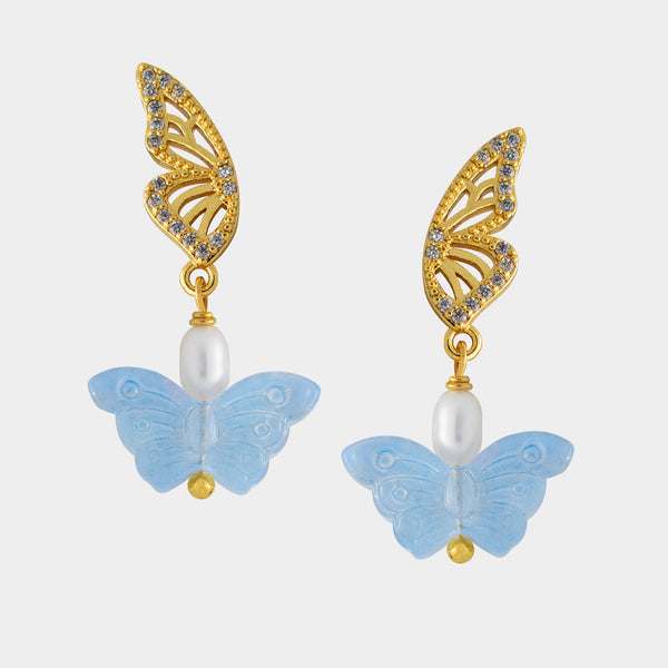 Monarch Pearl Butterfly Earrings