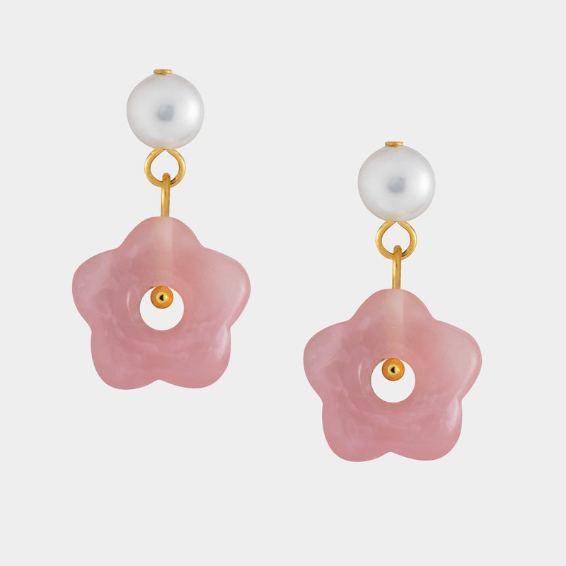 Bethany Tiny Pearl Floral Earrings