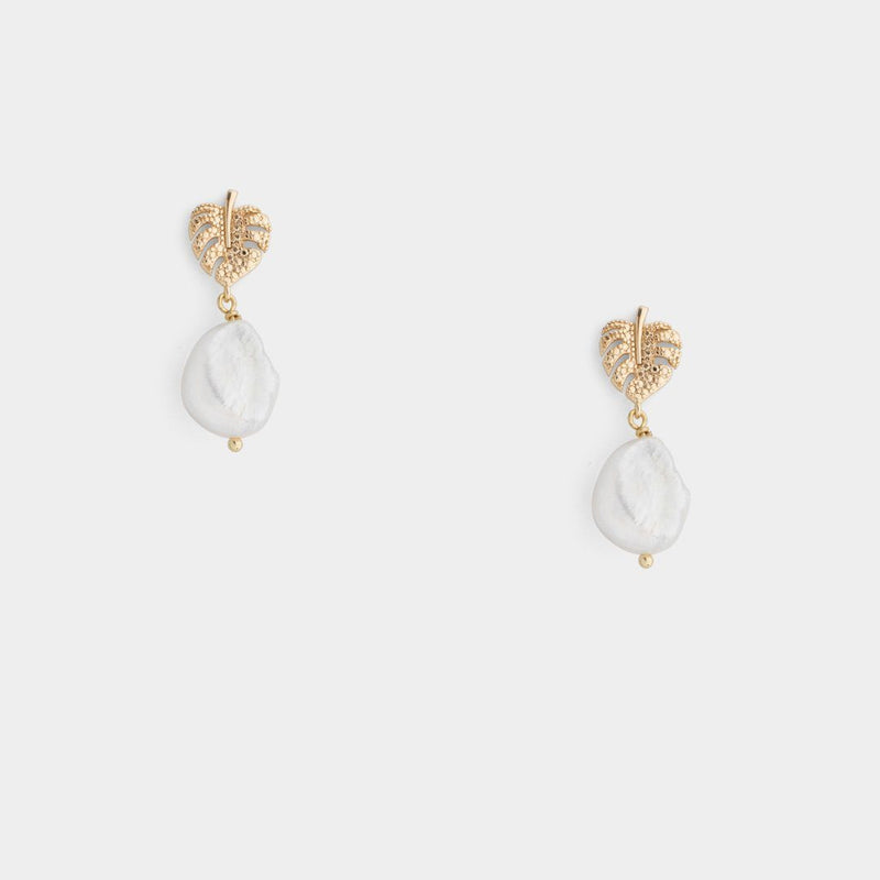 Monstera Pearl Earrings