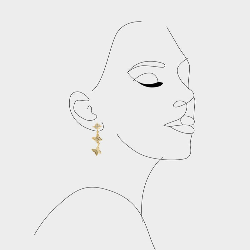 Aries Dangling Butterfly Earrings