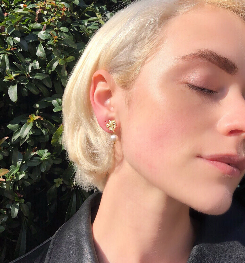 Monstera Tiny Earrings